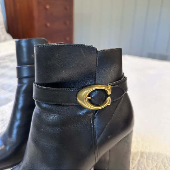 Black Leather Coach Booties. Women’s size 9 - Picture 3 of 5